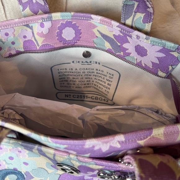 Coach Purple Floral Tote Bag - Picture 2 of 9